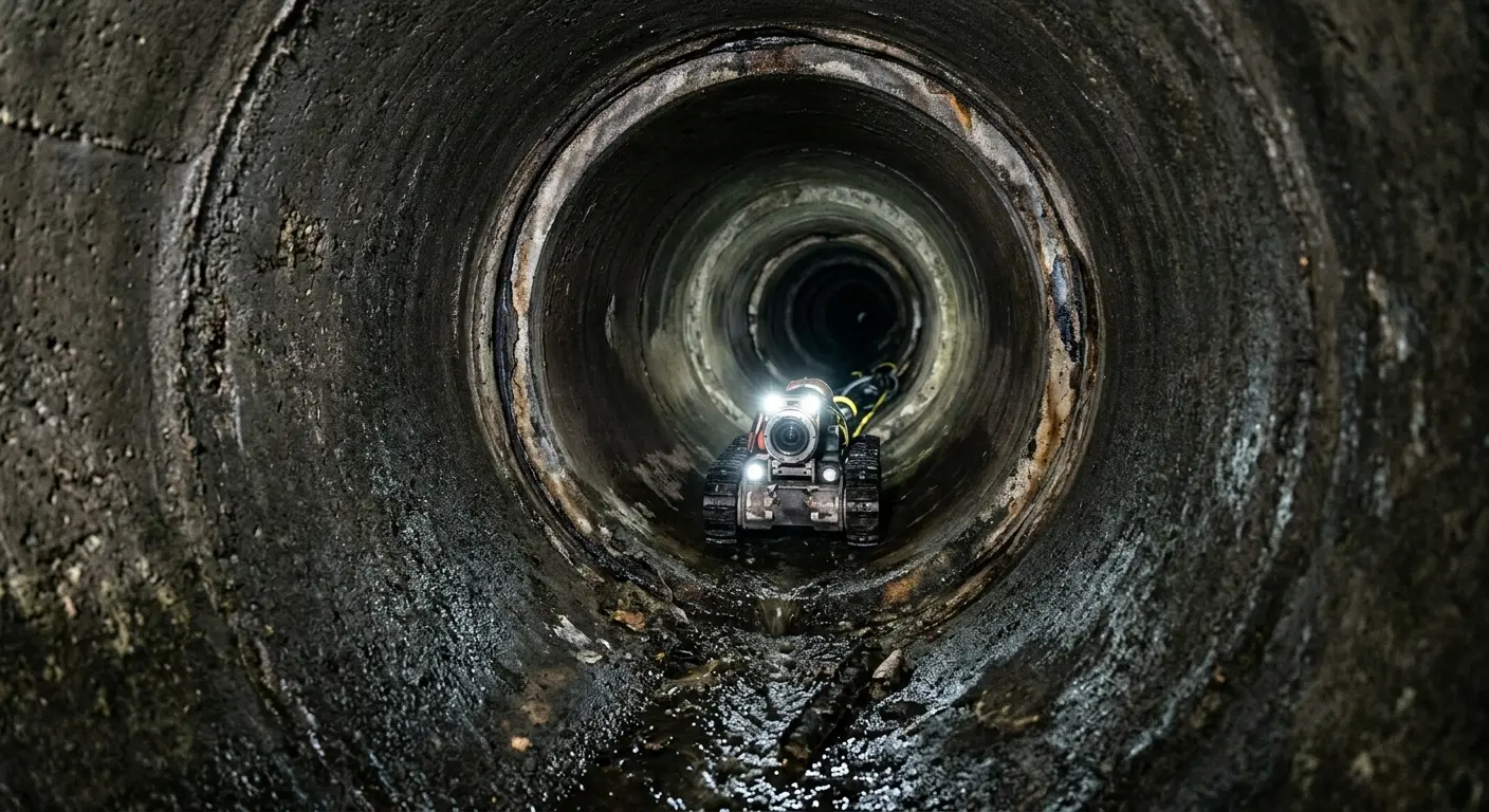 Robotic sewer camera inspecting pipe interior for Drain Snake Service in New York